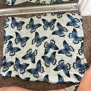 Blue butterfly silk bandanna